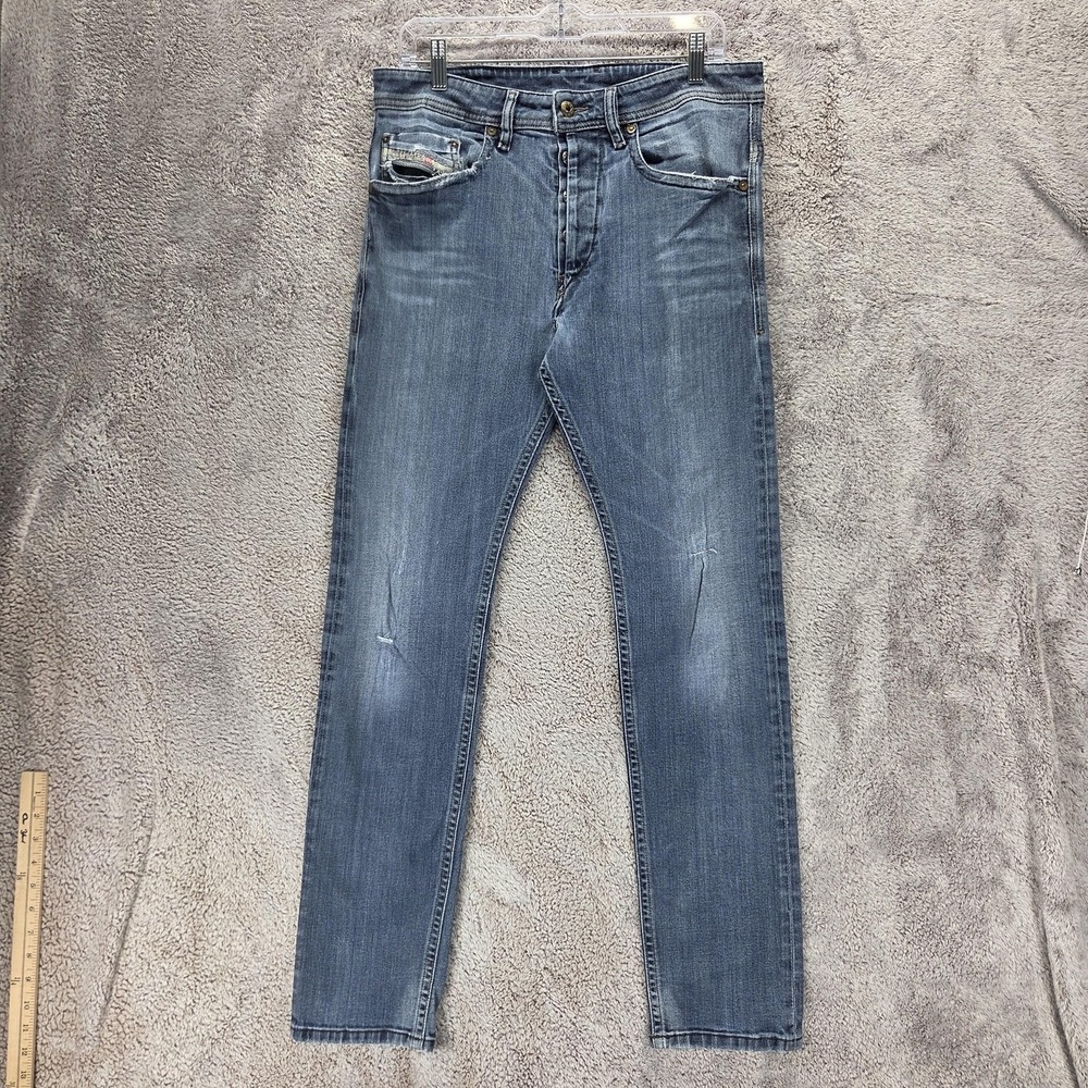 Diesel Jeans Mens 32x32 Blue Braddom Regular Slim Carrot Button Fly 0823Z